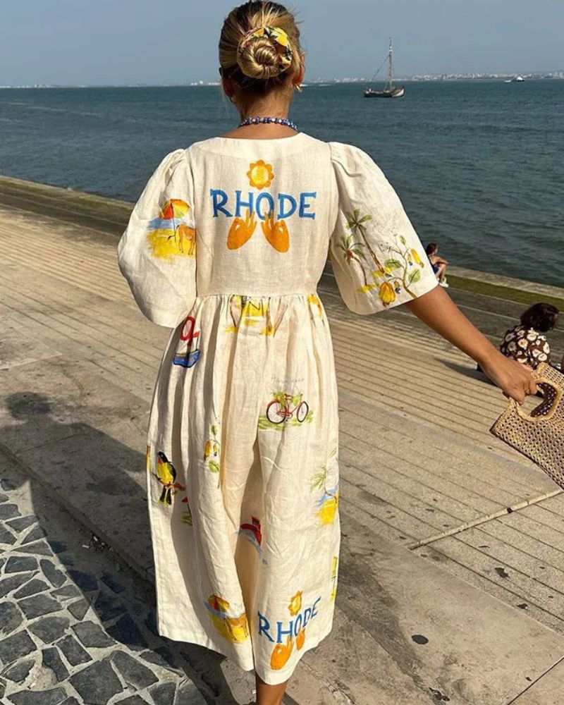 ANNI | Robe en Lin Imprimée