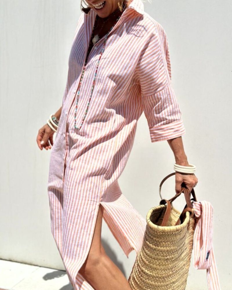 COLEN - Robe chemise classique à rayures