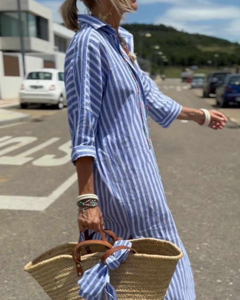 COLEN - Robe chemise classique à rayures