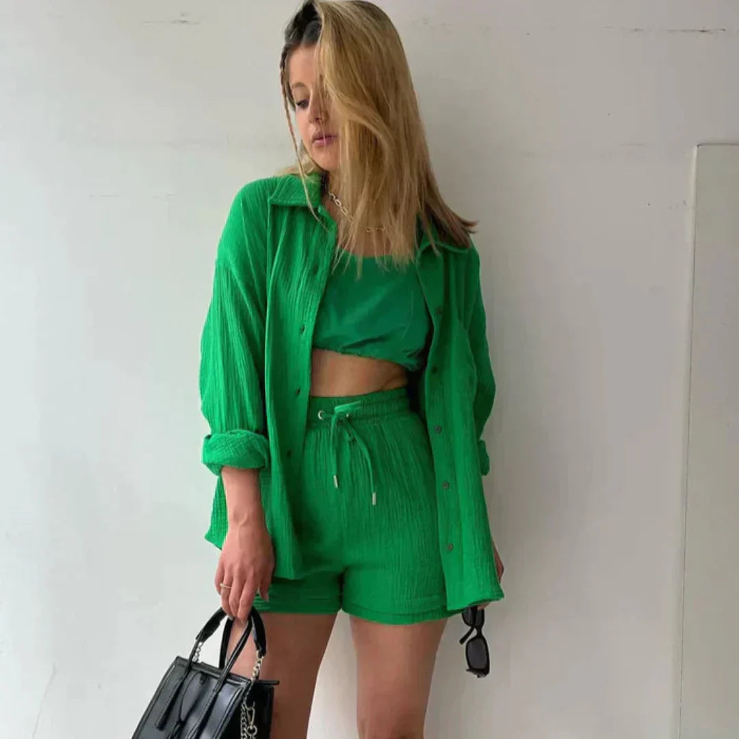Katelyn - Due Pezzi In Cotone Camicia E Pantaloncini