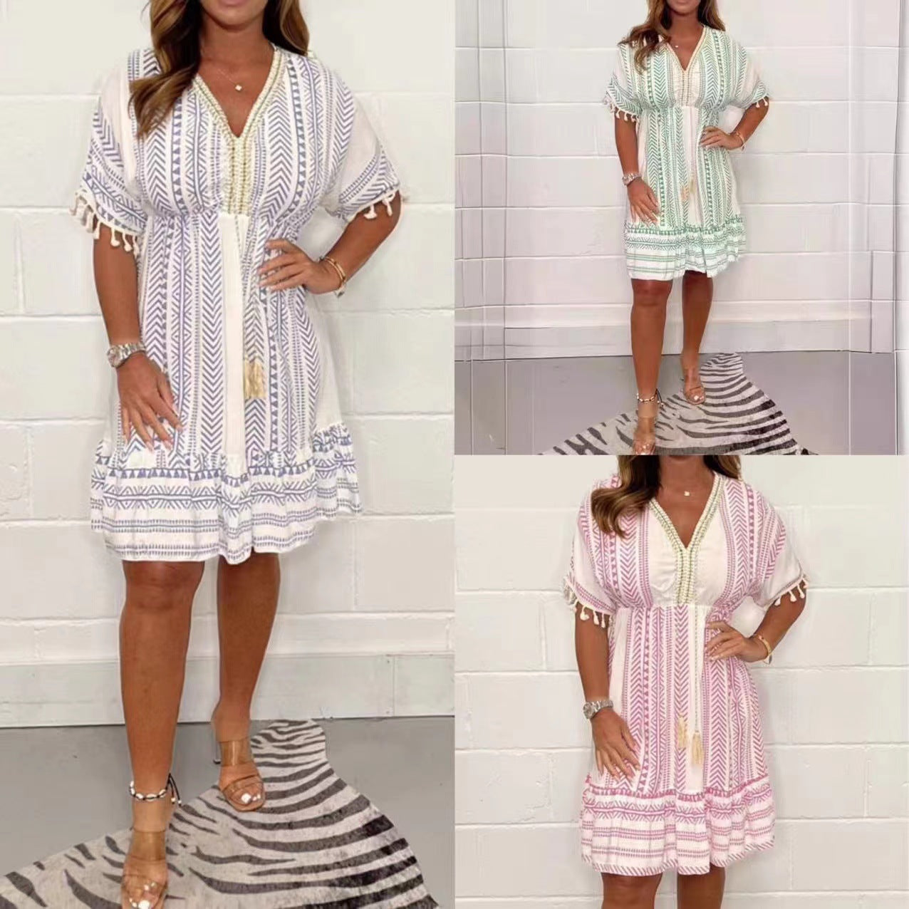 CORRY | Robe décontractée à imprimé avec col en V