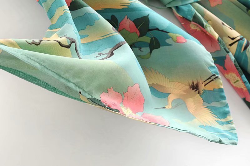 MARGAUX – Midi-lång kimono med tranor | Lätt & stilfull