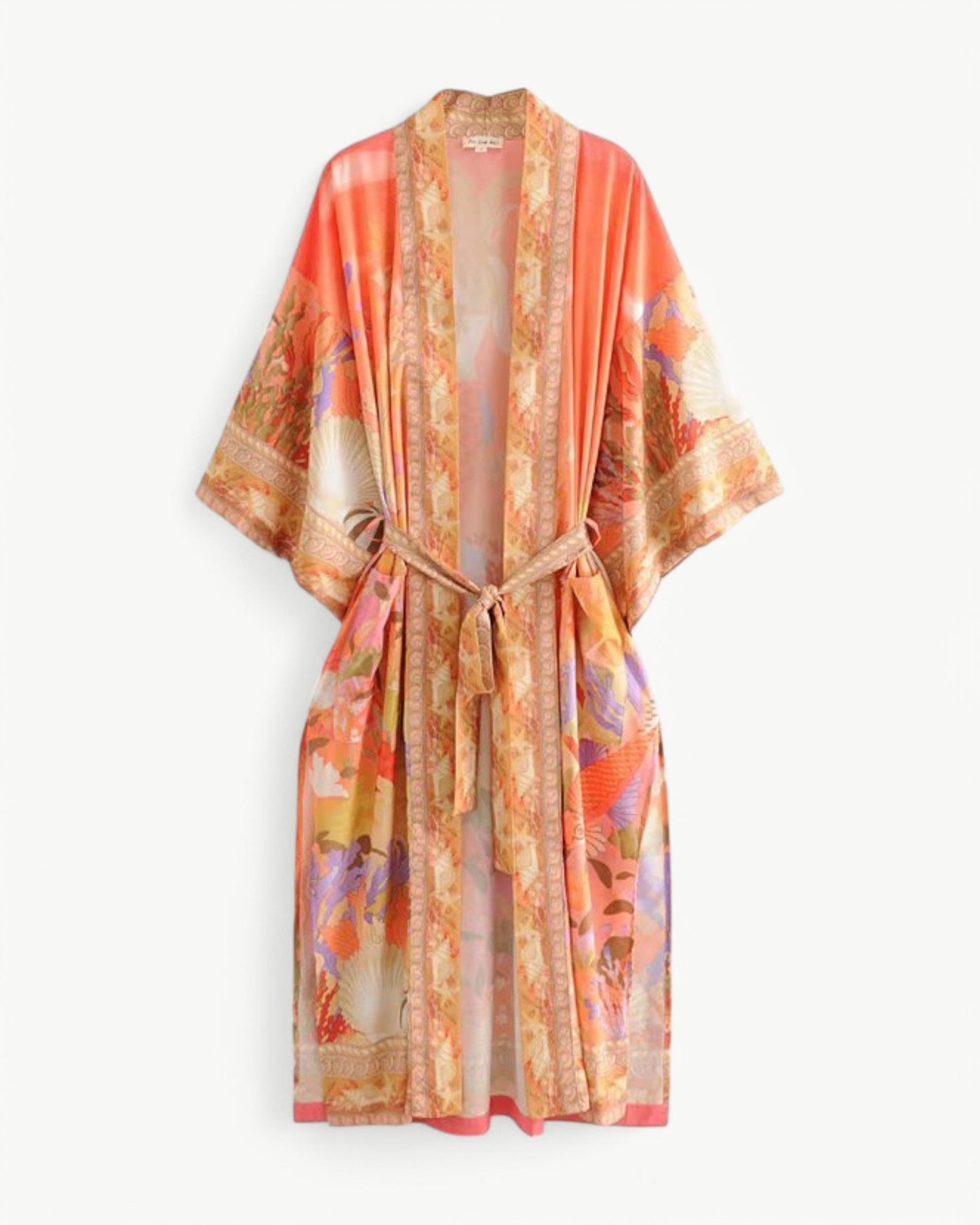 NÉLIA – Lång kimono med havstryck & sjöjungfrumotiv