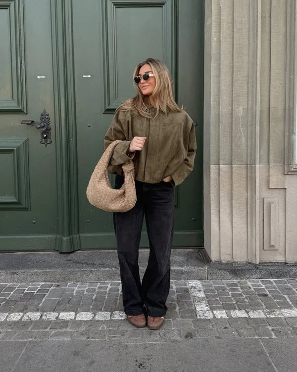 Alena - Giacca Bomber in Pelle Scamosciata