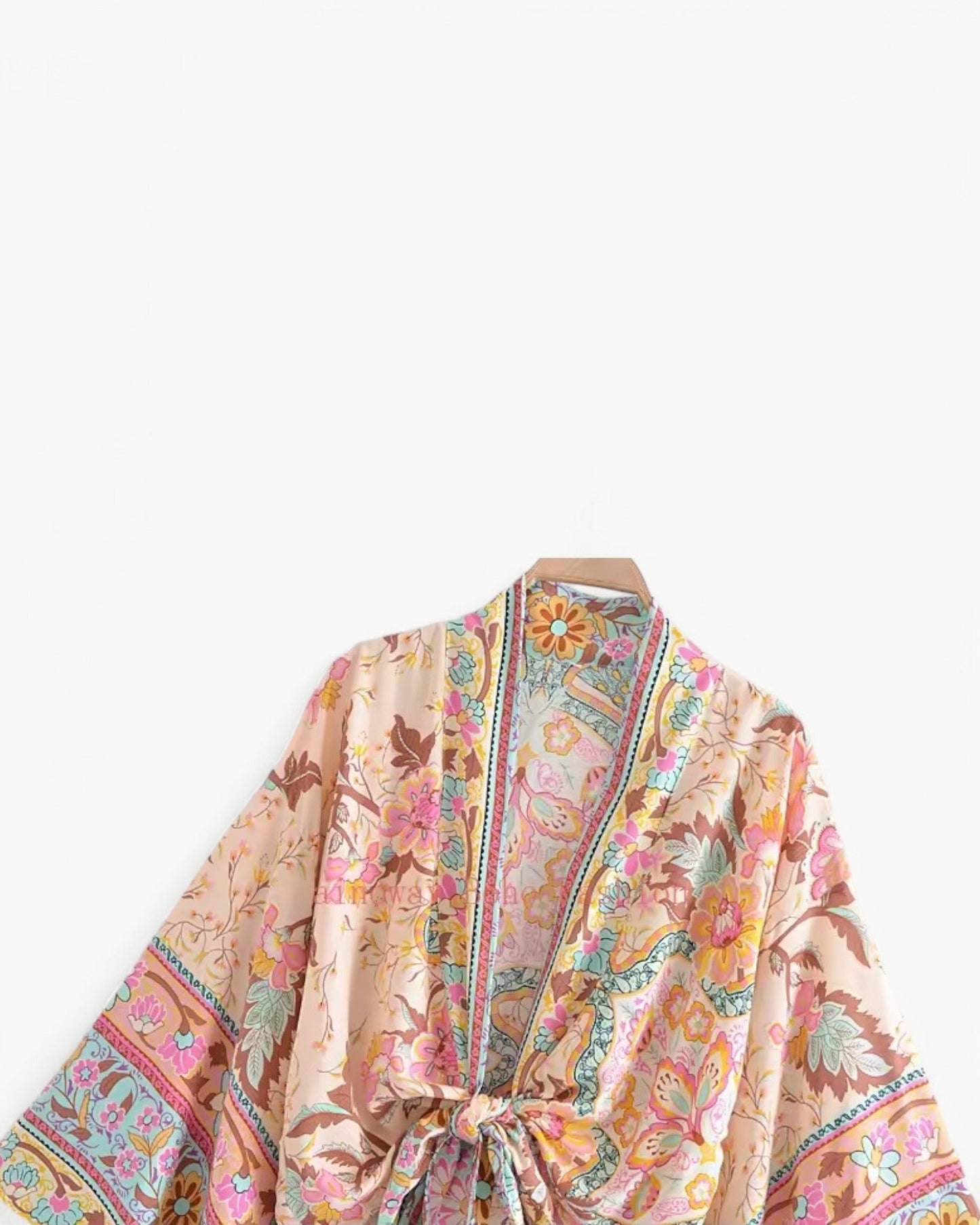 ODÉLIA – Bohemisk kimono-blus med knytfront & V-ringning