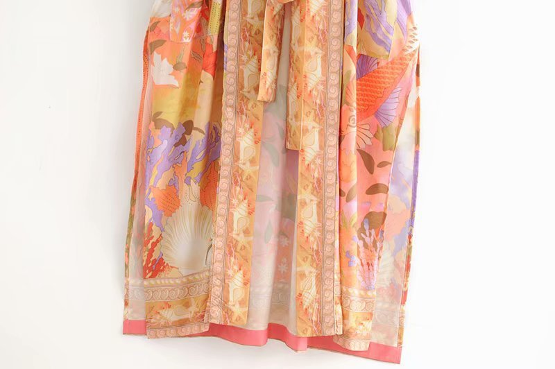 NÉLIA – Lång kimono med havstryck & sjöjungfrumotiv