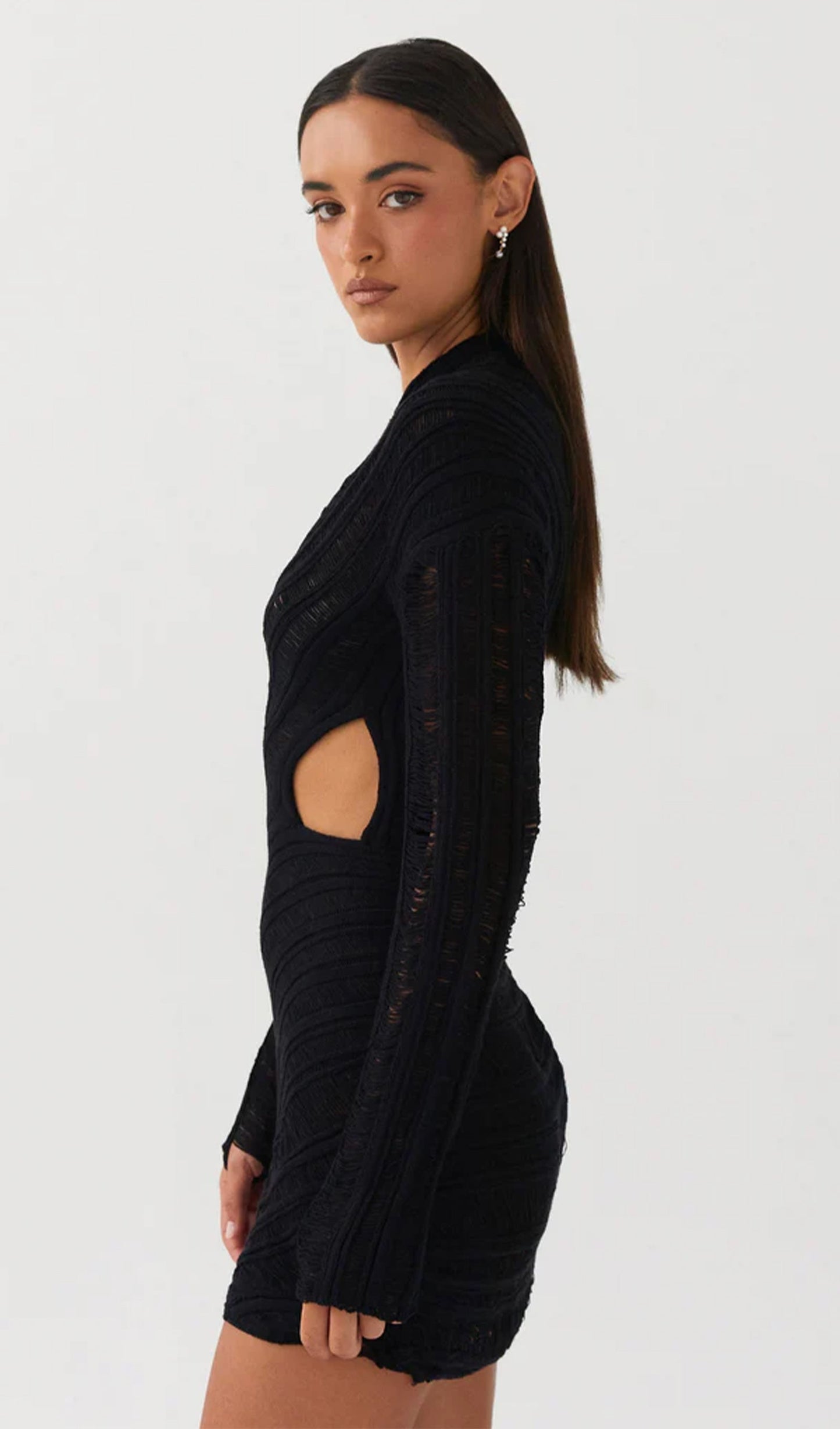 Veleda - Miniabito con Progettazione Ritagliato Testurizzato