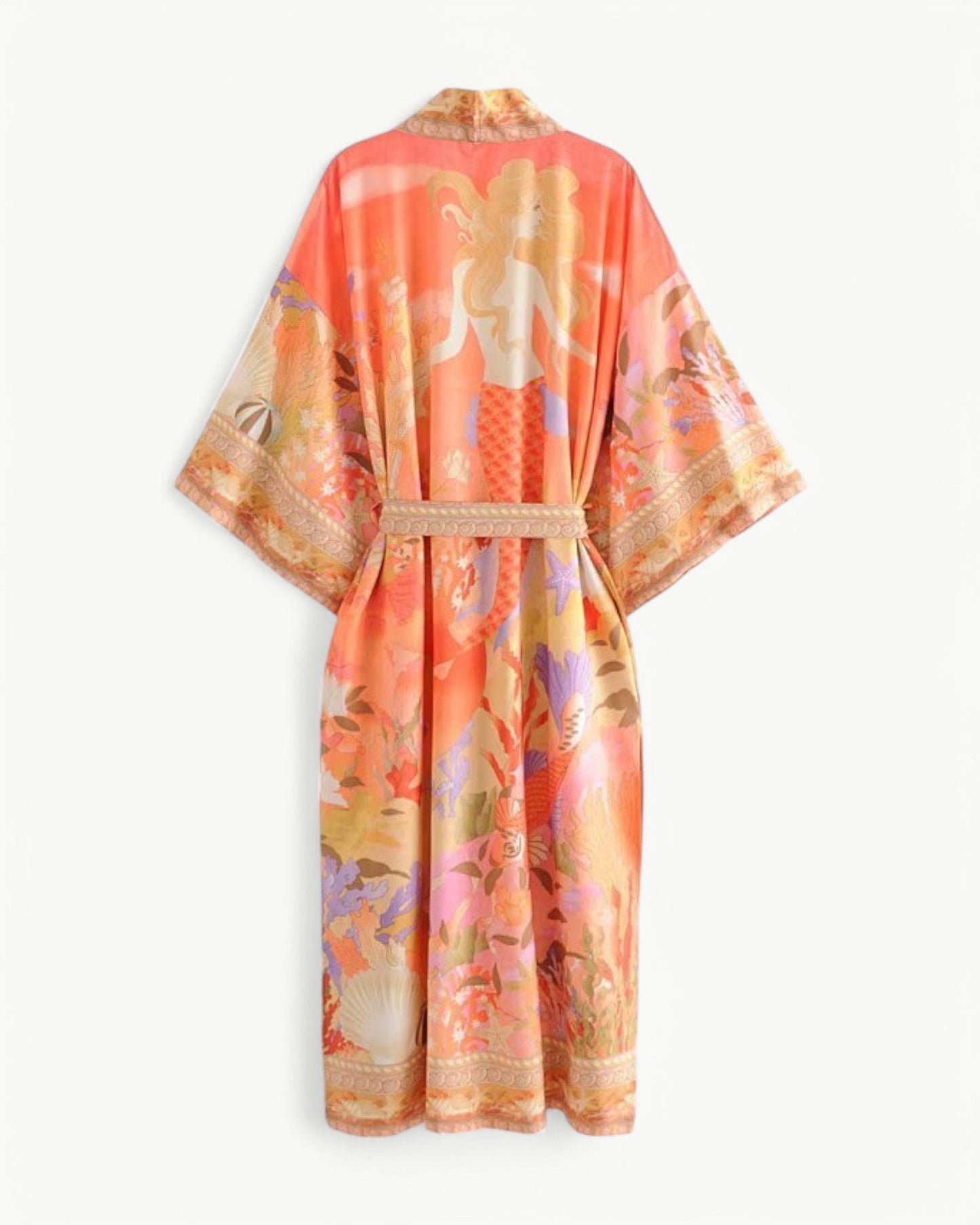 NÉLIA – Lång kimono med havstryck & sjöjungfrumotiv