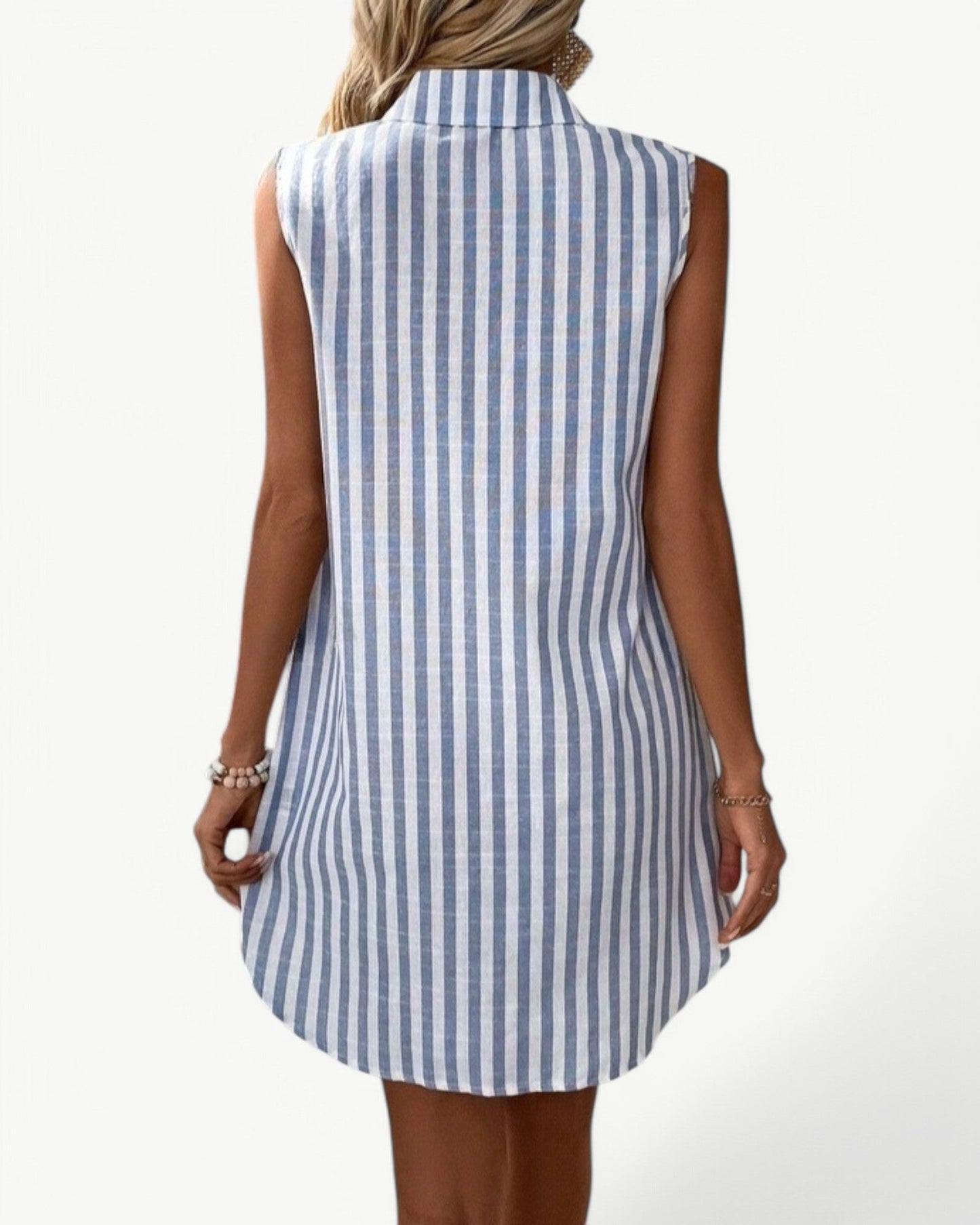MARCELINE – Randig skjortklänning utan ärm | Klassisk och somrig