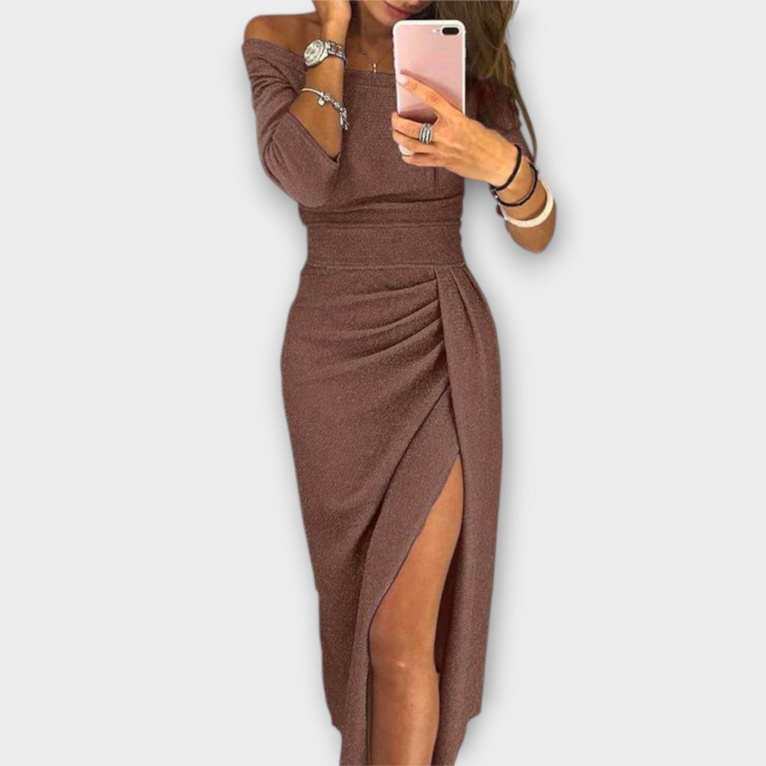 Minjee - Abito Elegante Fuori Spalla