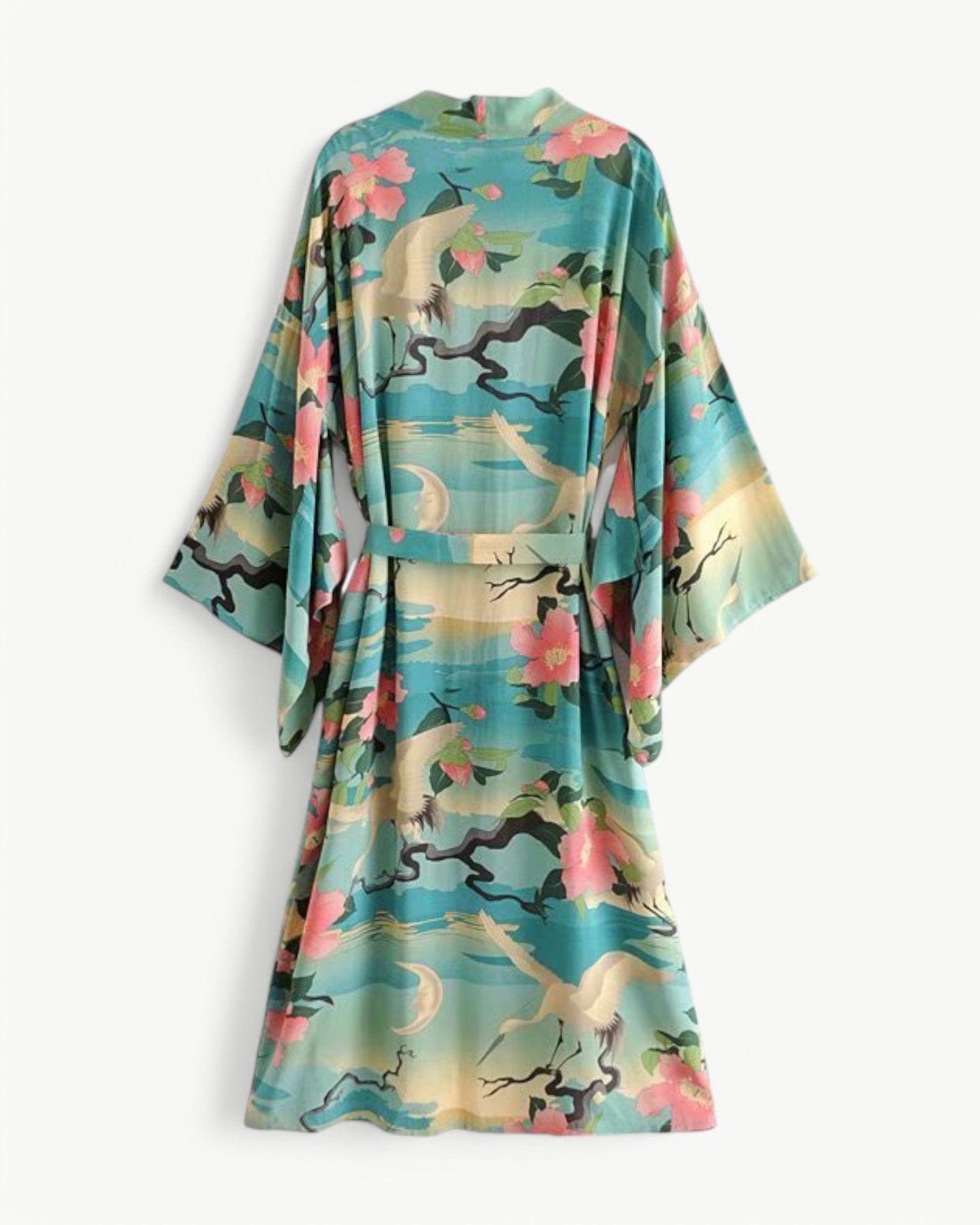 MARGAUX – Midi-lång kimono med tranor | Lätt & stilfull