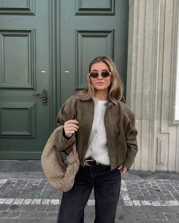 Alena - Giacca Bomber in Pelle Scamosciata