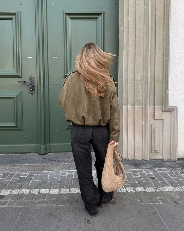 Alena - Giacca Bomber in Pelle Scamosciata