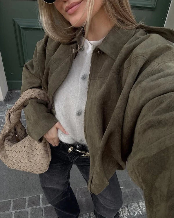 Alena - Giacca Bomber in Pelle Scamosciata