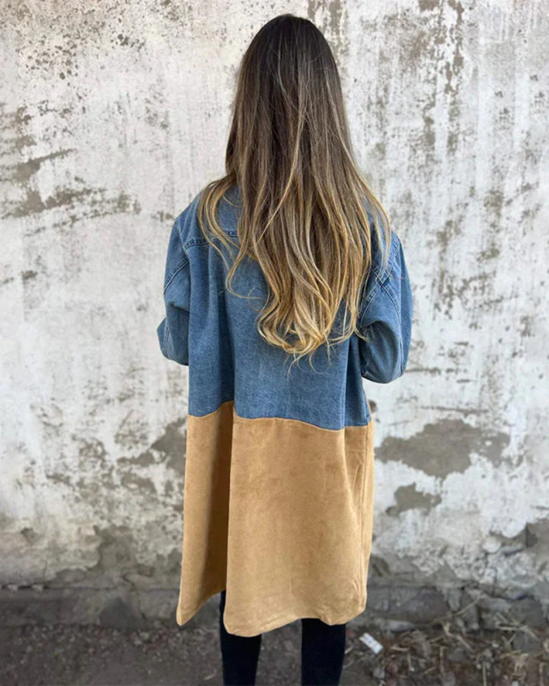MARITES - CAPPOTTO IN DENIM E CAMOSCIO