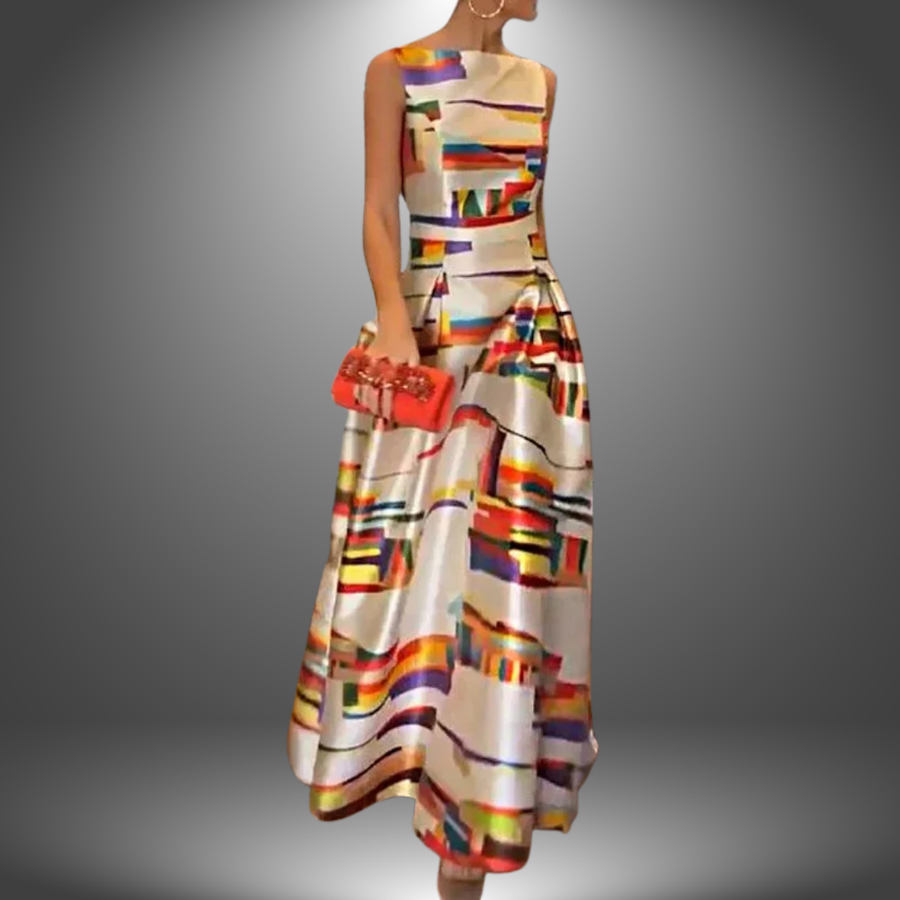 Vivien - Maxi Abito con Stampa Geometrica