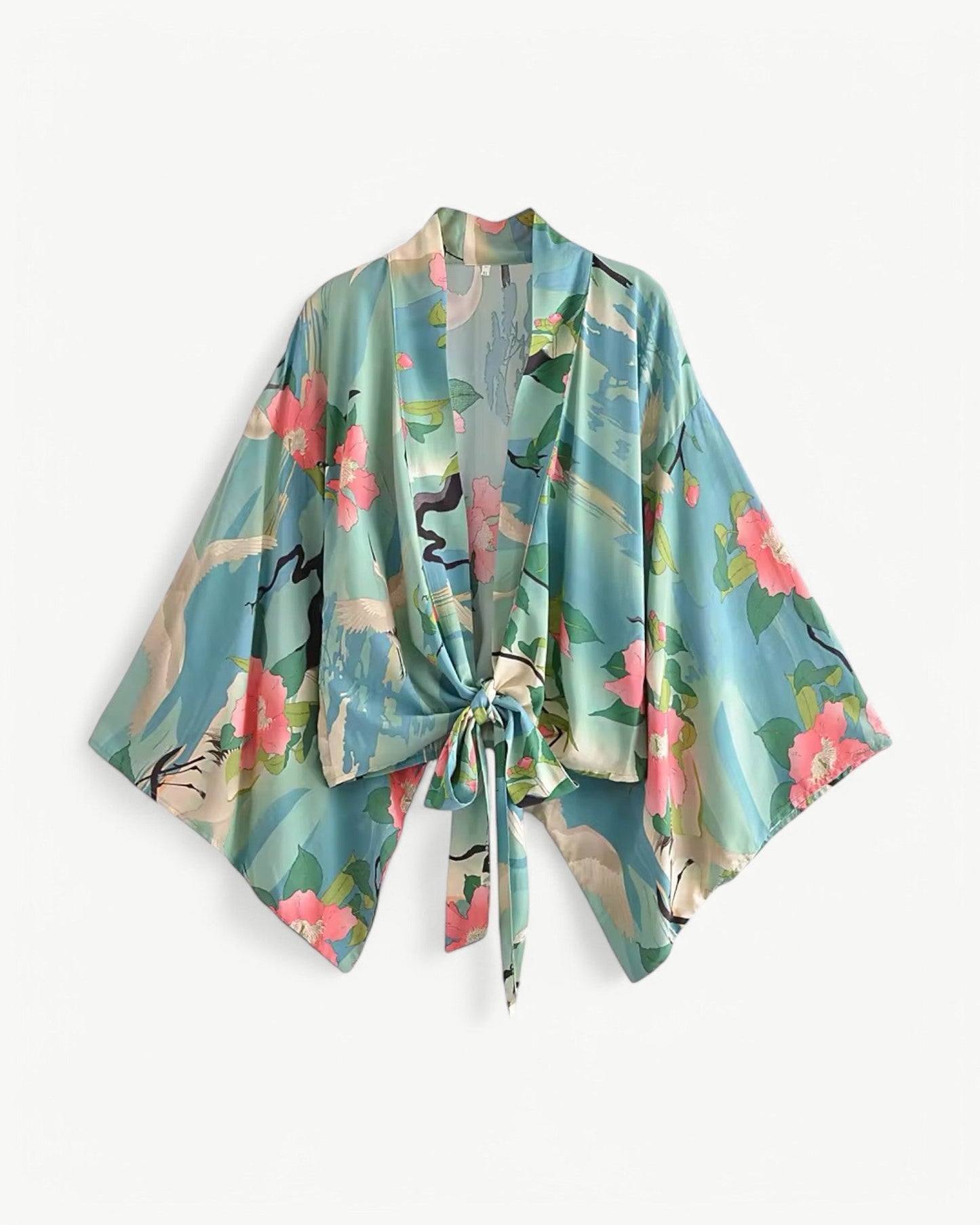 ODÉLIA – Bohemisk kimono-blus med knytfront & V-ringning