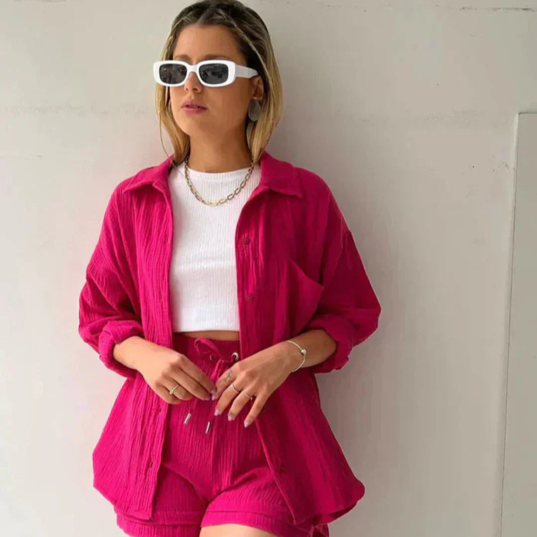 Katelyn - Due Pezzi In Cotone Camicia E Pantaloncini