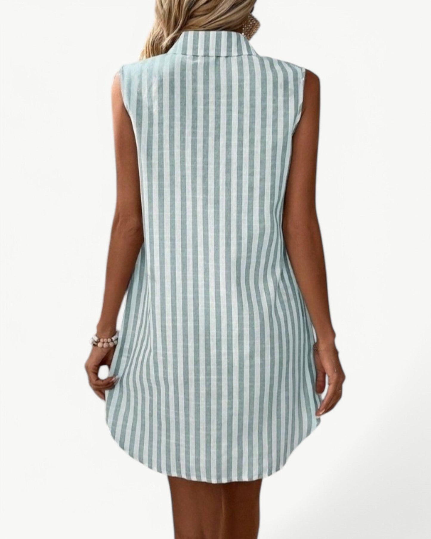 MARCELINE – Randig skjortklänning utan ärm | Klassisk och somrig