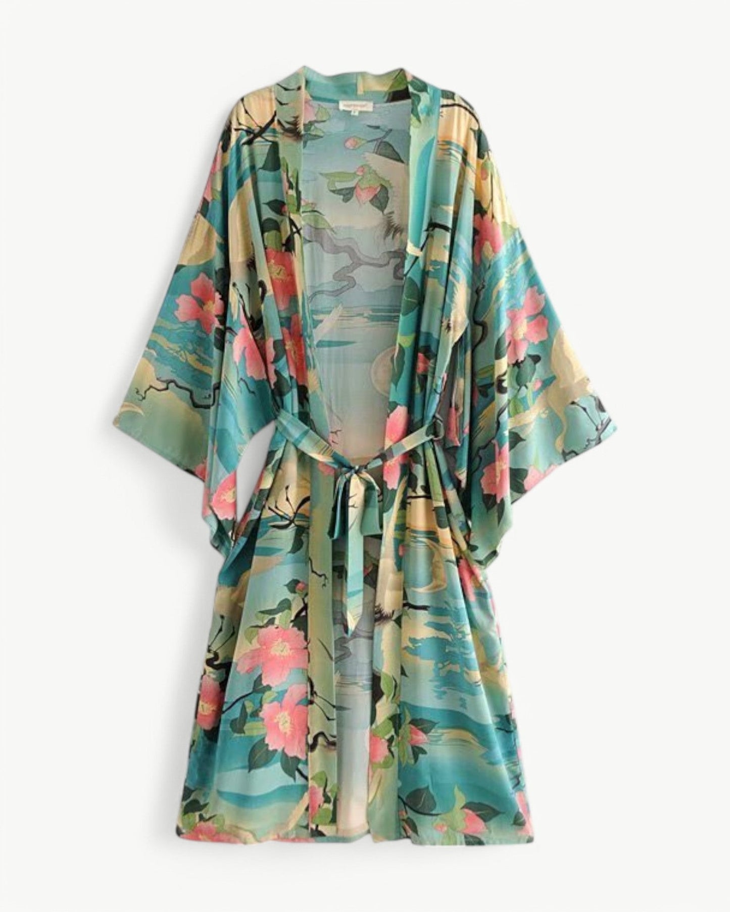 MARGAUX – Midi-lång kimono med tranor | Lätt & stilfull