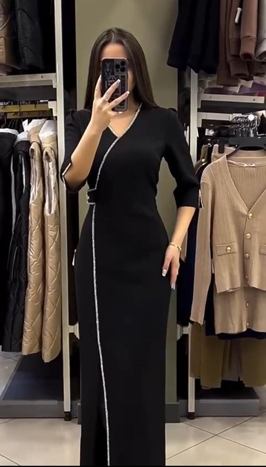 Vesela - Vestito Lungo con Scollo a V Orchidea